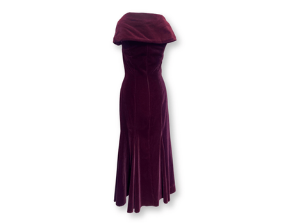 Monsoon Twilight Burgundy Velvet Mermaid Dress