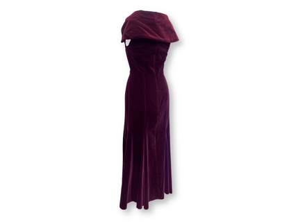 Monsoon Twilight Burgundy Velvet Mermaid Dress